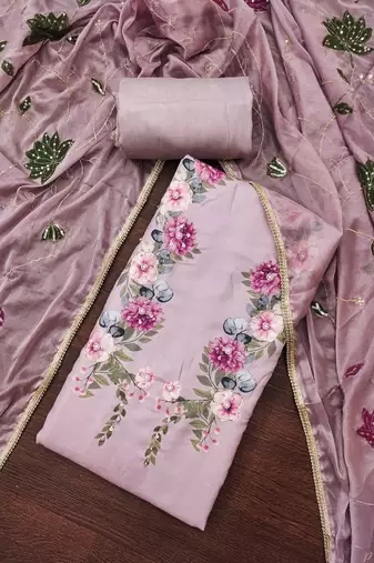  digital print & handwork premium roman cotton dress material