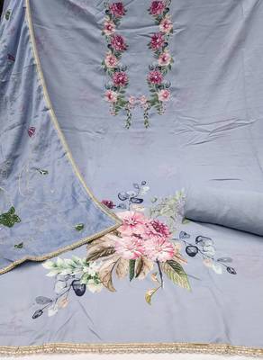  digital print & handwork premium roman cotton dress material 2