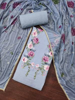  digital print & handwork premium roman cotton dress material 4