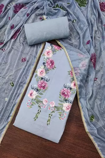  digital print & handwork premium roman cotton dress material