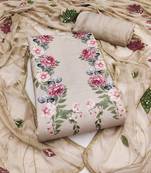 Women's unstitched digital print & handwork premium roman cotton dress material (msmfc11605c)