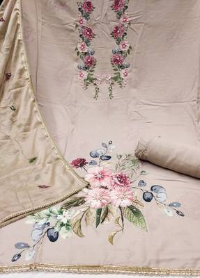  digital print & handwork premium roman cotton dress material 2