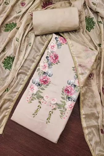  digital print & handwork premium roman cotton dress material