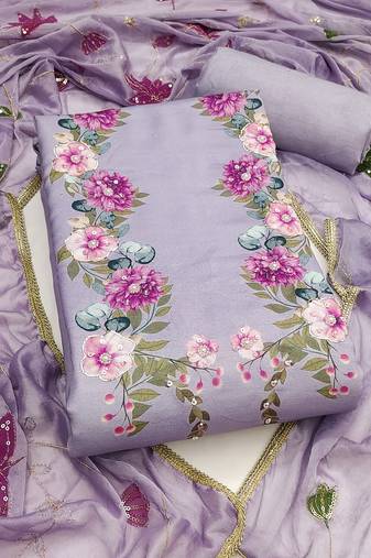 Women's unstitched digital print & handwork premium roman cotton dress material (msmfc11605d)