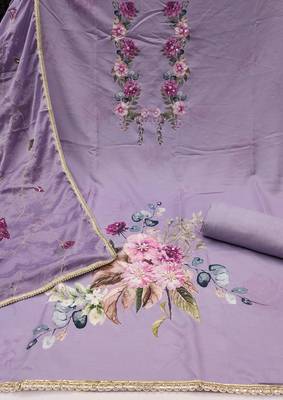  digital print & handwork premium roman cotton dress material 2