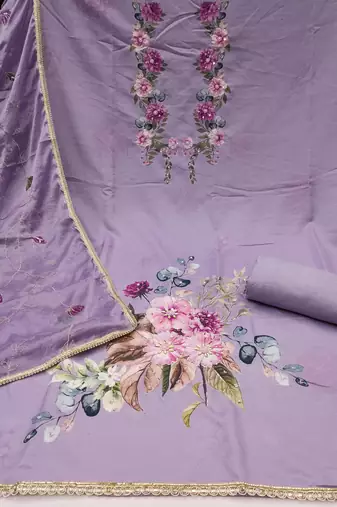  digital print & handwork premium roman cotton dress material