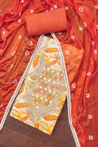  multi digital print & handwork jaam cotton dress material