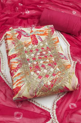 Women's multi unstitched digital print & handwork jaam cotton dress material (msmfc11606b)