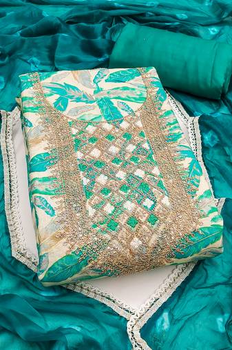 Women's multi unstitched digital print & handwork jaam cotton dress material (msmfc11606c)