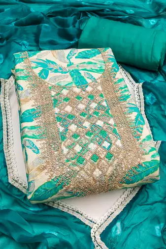 Women's multi unstitched digital print & handwork jaam cotton dress material (msmfc11606c)