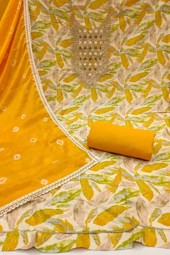  multi digital print & handwork jaam cotton dress material