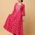 Pink rayon printed & embroidered work anarkali kurta bottom dupatta set
