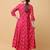 Pink rayon printed & embroidered work anarkali kurta bottom dupatta set