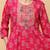 Pink rayon printed & embroidered work anarkali kurta bottom dupatta set