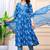 blue cotton printed & embroidered work angrakha kurta bottom dupatta set