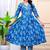 blue cotton printed & embroidered work angrakha kurta bottom dupatta set