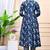navy blue cotton printed & embroidered work angrakha kurta bottom dupatta set