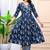 navy blue cotton printed & embroidered work angrakha kurta bottom dupatta set