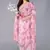 Pink cotton printed & embroidered work straight kurta bottom & dupatta set