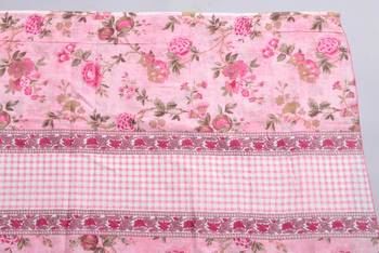 Pink cotton printed & embroidered work straight kurta bottom & dupatta set 5