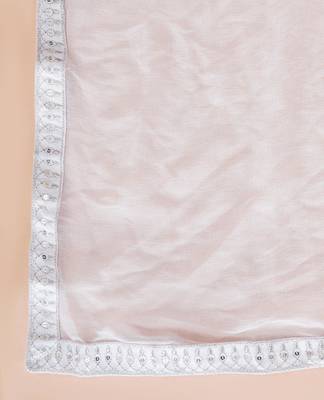 White rayon printed & embroidered work straight kurta bottom & dupatta set 4