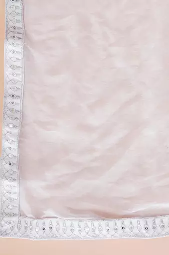 White rayon printed & embroidered work straight kurta bottom & dupatta set