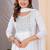 White rayon printed  & embroidered work straight kurta bottom & dupatta set