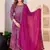 Purple rayon printed  & embroidered work straight kurta bottom & dupatta set
