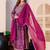 Purple rayon printed  & embroidered work straight kurta bottom & dupatta set