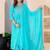 Turquise blue rayon printed  & embroidered work straight kurta bottom & dupatta set