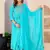 Turquise blue rayon printed  & embroidered work straight kurta bottom & dupatta set