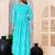 Turquise blue rayon printed  & embroidered work straight kurta bottom & dupatta set