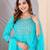 Turquise blue rayon printed  & embroidered work straight kurta bottom & dupatta set