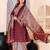 Mahroon cotton printed & embroidered work straight kurta bottom & dupatta set