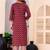 Mahroon cotton printed & embroidered work straight kurta bottom & dupatta set