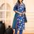 Blue cotton printed & embroidered work straight kurta bottom & dupatta set