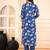 Blue cotton printed & embroidered work straight kurta bottom & dupatta set