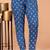 Blue cotton printed & hand work straight kurta bottom & dupatta set