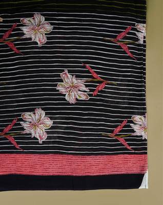 Black cotton printed & hand work straight kurta bottom & dupatta set 5