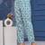 Blue cotton printed & hand work straight kurta bottom & dupatta set