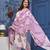 Pink cotton printed & hand work straight kurta bottom & dupatta set