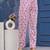 Pink cotton printed & hand work straight kurta bottom & dupatta set