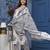 Grey cotton printed & hand work straight kurta bottom & dupatta set