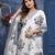 Grey cotton printed & hand work straight kurta bottom & dupatta set