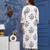Grey cotton printed & hand work straight kurta bottom & dupatta set