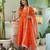 Orange cotton solid & gota patti work anarkali kurta bottom dupatta set