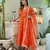 Orange cotton solid & gota patti work anarkali kurta bottom dupatta set