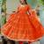 Orange cotton solid & gota patti work anarkali kurta bottom dupatta set