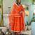 Orange cotton solid & gota patti work anarkali kurta bottom dupatta set
