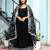 Black rayon solid & gota patti work anarkali kurta bottom dupatta set